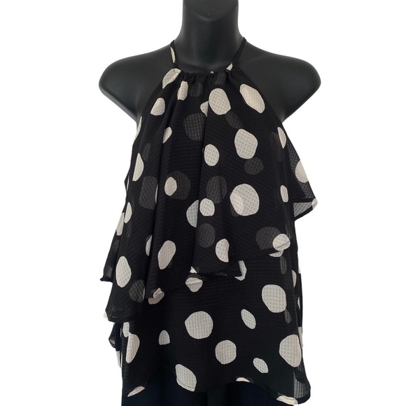 Womens Polka Dot Sleeveles Blouse Who What Wear XS - Picture 3 of 7
